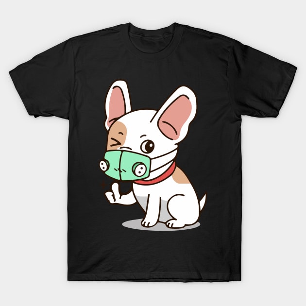 Dog wearing a face mask T-Shirt by Spring Moon